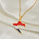 Anniyo Croatia Map Flag Pendant Necklaces Women Girls Gold Color Maps of the Croatian Jewelry #248021