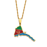 Anniyo Eritrea Map Flag Pendant Thin Necklaces for Women Girls Gold Color Jewelry African Map of Eritrean #136821