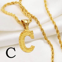 Anniyo A-Z Letters Necklaces Women Men Gold Plated Initial Pendant Rope Chain English Letter Jewelry Alphabet African #058002B