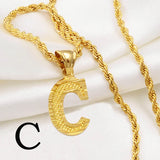 Anniyo A-Z Letters Necklaces Women Men Gold Plated Initial Pendant Rope Chain English Letter Jewelry Alphabet African #058002B