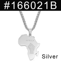 Anniyo 3.8CM African Map Fist Pendant Necklaces Silver Color/Gold Color Africa Maps Black Lives Matter Chains Jewelry #166021