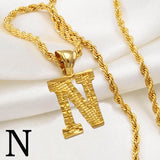 Anniyo A-Z Letters Necklaces Women Men Gold Plated Initial Pendant Rope Chain English Letter Jewelry Alphabet African #058002B