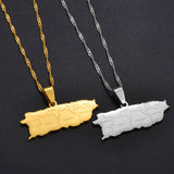 Anniyo Puerto Rico Map With Cities Pendant Necklaces Gold Color Silver Color PR Puerto Ricans Jewelry #267121