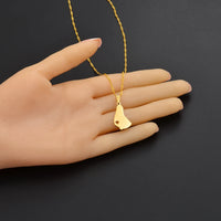 Anniyo 2.3CM Silver Color/Gold Color Map of the Barbados Island Pendant Necklaces Heart Barbados Maps Jewelry #122521