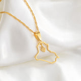 Anniyo Heart Iraq Map Pendant Necklace Silver Color/Gold Color Jewelry Map Of Iraq Necklaces #160521