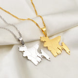 Anniyo Bangladesh Map Pendant Necklaces Gold Color/Silver Color Bangladeshi Maps Chains Bengali #211821