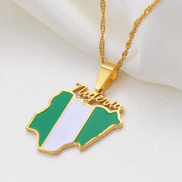 Anniyo Nigeria Map Flag Pendant Necklaces Gold Color Nigerian Maps Jewelry Patriotic  #136621