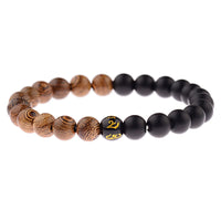 New Classic Natural Wood Beads Bracelets For Women Meditation Prayer Sliver Om Pendant Bracelet Men Wooden Yoga Jewelry