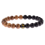New Classic Natural Wood Beads Bracelets For Women Meditation Prayer Sliver Om Pendant Bracelet Men Wooden Yoga Jewelry
