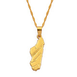 Anniyo Madagascar Map Pendant Necklaces for Women Men Gold Color Jewelry Africa Malagasy Maps Chain #006910