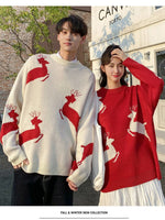 Christmas Sweater Women Autumn Winter Korean Loose Pullover Deer Sweater Men and Woman Oversized Sweaters Couples