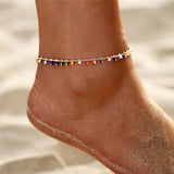 Boho Ocean Beach Cowrie Shell Ankle Bracelet Handmade Adjustable String Macrame Mussel Seashell Anklets for Women Foot Jewelry