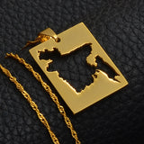 Anniyo Bengal Country Map Pendant and Thin Necklace Gold Color Jewelry Bangladesh Maps of Bengalese Patriotic  #018421