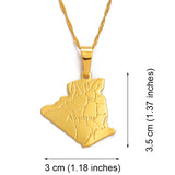 Anniyo Country Algeria Map Necklace Pendant Gold Color Trendy Jewelry Map of Algeria Necklaces #049302