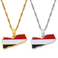 Anniyo Yemen Map Flag Pendant Necklaces Silver Color/Gold Color Yemeni Jewelry #148821