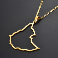 Anniyo 6.5CM Big Size Ethiopian Map Pendant Necklaces for Women Men Gold Color Jewelry @117721