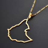 Anniyo 6.5CM Big Size Ethiopian Map Pendant Necklaces for Women Men Gold Color Jewelry @117721