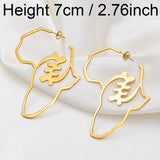 Anniyo Bigger Africa Map Earrings Gold Color Stainless Steel Adinkra Nyame Big Earrings Stud Ethnic large Jewelry Symbol #131221