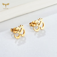 12 Pairs Aum Om Ohm Symbol Stud Earrings Women Indian Yoga Sport Jewelry Earings Set Wholesale Stainless Steel Ornament Gifts