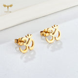 12 Pairs Aum Om Ohm Symbol Stud Earrings Women Indian Yoga Sport Jewelry Earings Set Wholesale Stainless Steel Ornament Gifts