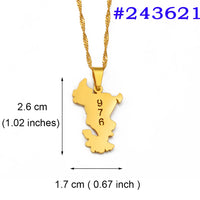Anniyo 2.5cm Mayotte Pendant Necklaces for Women Girls Mamoudzou Mahore Jewelry @243821