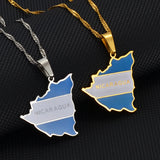 Anniyoc Nicaragua Map Flag Pendant Necklaces for Women Gold Color Charm Nicaraguans Maps Jewelry Patriotic s #176521