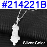 Anniyo Albania Map With Cities Pendant Necklaces Gold Color/Silver Color Albanian Jewelry #214221
