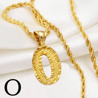Anniyo A-Z Letters Necklaces Women Men Gold Plated Initial Pendant Rope Chain English Letter Jewelry Alphabet African #058002B