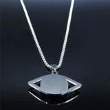 Islam Hamsa Evil Blue Eye Necklace Stainless Steel Turkish Eye Necklace Greek Jewelry ojo turco acero inoxidable N1258S02
