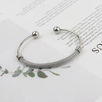 Simple Stainless Steel Twisted Wire Mesh Opening Steel Ball Ladies Bracelet Birthday Anniversary Gift Wholesale