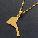 Anniyo 2.8CM Small Eritrea Map Pendant and Necklaces for Women Girl,Gold Silver Color Map of Eritrea Kids Chain Jewelry #006421B