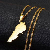 Anniyo Liban Map With Cities Pendants Necklaces Gold Color Jewelry Lebanon Map Chain Necklaces #203621