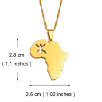 Anniyo 2.8CM Africa Map Berbers Pendant Necklaces African Berber Jewelry for Amazigh Women Men #234921