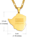 Anniyo Map of Zimbabwe Pendant Necklaces Jewellery for Women Men Gold Color Zimbabweans Maps Necklace African #043721