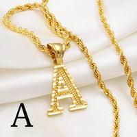 Anniyo A-Z Letters Necklaces Women Men Gold Plated Initial Pendant Rope Chain English Letter Jewelry Alphabet African #058002B