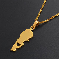 Anniyo Lebanon Country Map Pendant Necklaces Gold Color Jewelry Liban Maps of Lebanese Patriotic s @018521