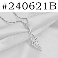 Anniyo 3.5CM Israel Map Pendant Necklaces Women ,Silver Color/Gold Color Jewelry #240621