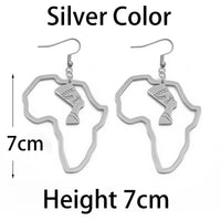 Anniyo Gold Color Stainless Steel Egyptian Queen Nefertiti Earrings African Map Big Earrings Jewelry Africa Ethnic  #116821