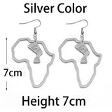 Anniyo Gold Color Stainless Steel Egyptian Queen Nefertiti Earrings African Map Big Earrings Jewelry Africa Ethnic  #116821