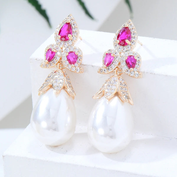GODKI Trendy Pearl Indian Kundan Earring For Women Wedding Party African Dubai Bridal Jewelry boucle d'oreille femme Gift