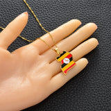 Anniyo Uganda Map & Flag Pendant Necklace Gold Color Jewelry Ugandan Maps for Women Men  #155121