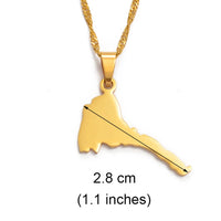 Anniyo 2.8CM Small Eritrea Map Pendant and Necklaces for Women Girl,Gold Silver Color Map of Eritrea Kids Chain Jewelry #006421B