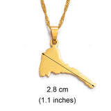 Anniyo 2.8CM Small Eritrea Map Pendant and Necklaces for Women Girl,Gold Silver Color Map of Eritrea Kids Chain Jewelry #006421B