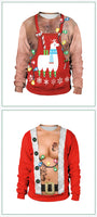 Ugly Christmas Fake sweaterr Unisex Men Women For Holidays Santa Cat Elf Christmas Funny Fake Hair Sweater Autumn Winter Blouses
