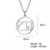 Skyrim Fibonacci Spiral Circle Triangle Golden Ratio Geometry Pendant Necklace Stainless Steel Women Choker Necklace Jewelry