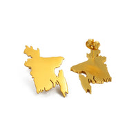 Anniyo 2.8CM Bangladesh Map Stud Earrings Gold Color/Silver Color Stainless Steel Bangladeshi Maps Bengali #232321