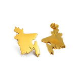 Anniyo 2.8CM Bangladesh Map Stud Earrings Gold Color/Silver Color Stainless Steel Bangladeshi Maps Bengali #232321