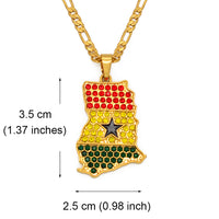 Anniyo Ghana Map Flag With Stone Pendant Necklace Gold Color Jewelry Ghanaian Country Maps Patriotic National Day  @@240906