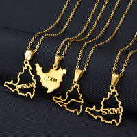 Anniyo Sint Maarten / Saint-Martin Island Pendant Necklaces Women Girls Saint Martin Gold Color Silver Color SXM Jewelry #268521