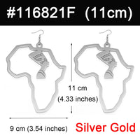Anniyo Gold Color Stainless Steel Egyptian Queen Nefertiti Earrings African Map Big Earrings Jewelry Africa Ethnic  #116821
